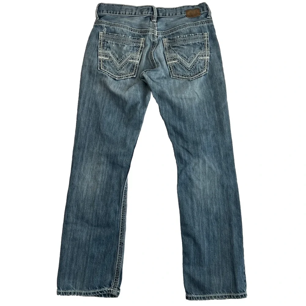 Bke‎ Jeans Men's Size 32R (31x30) Carter Straight Distressed Buckle Denim Blue